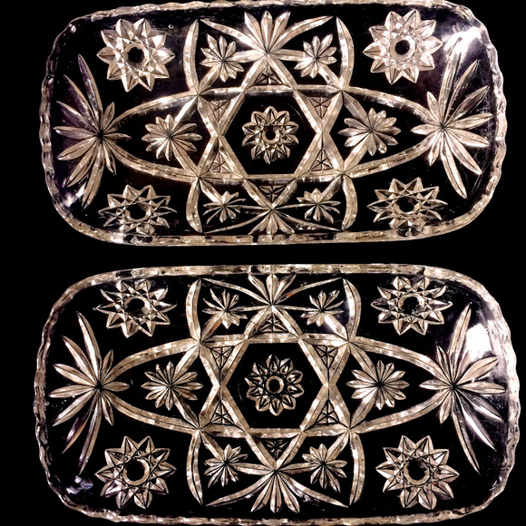 Other - CUT GLASS RELISH TRAYS - QTY 2
